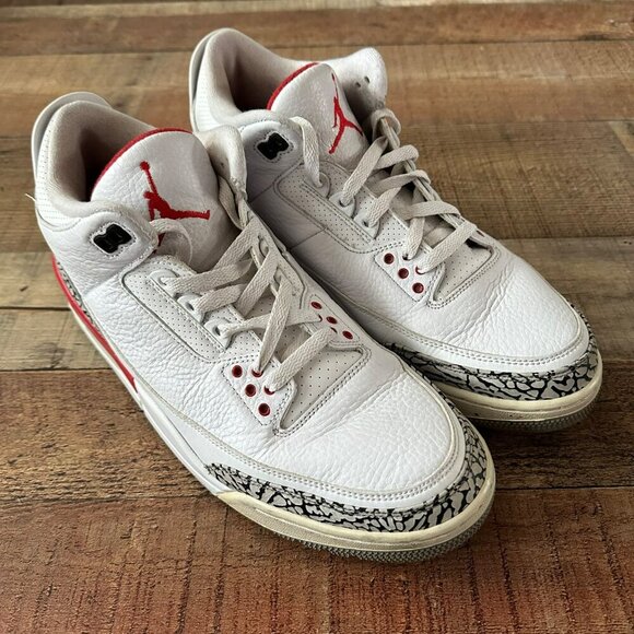 Jordan 3 Retro Hall of fame white red black mens -12 - Picture 1 of 13